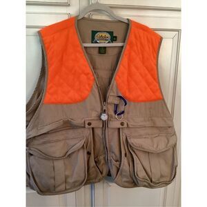 Cabelas Outdoor Gear Hunting Fishing Field Vest Sz XL Neon Orange Taupe